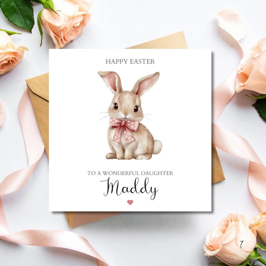Personalised Easter Bunny Card, 1st Easter Card, Granddaughter Easter Card, Daughter, Niece, Goddaughter, Easter Card ,Any Relation