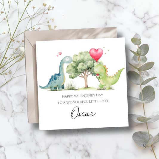 Personalised Dinosaur Valentine's Day Card, Roarsome Valentine's Card for Boy, Grandson, Nephew, Son, Love Dino Design