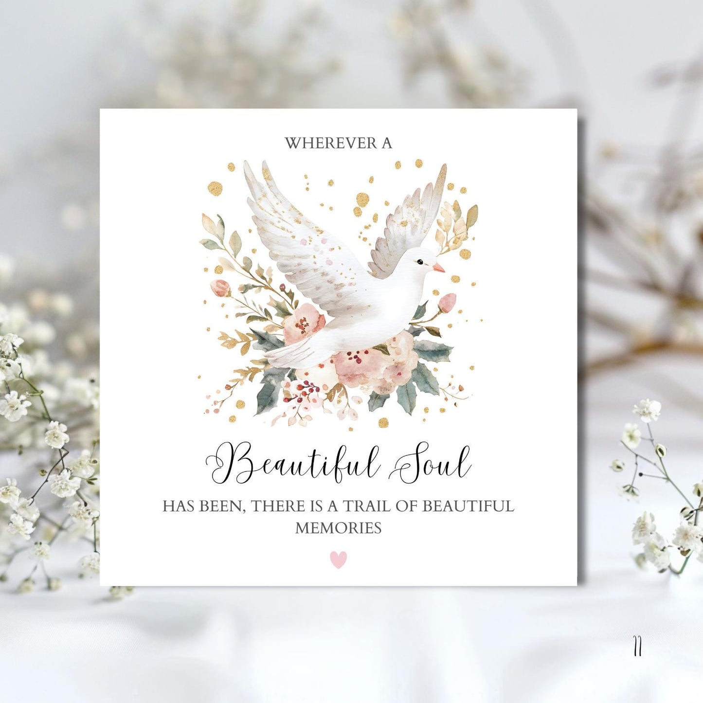 Beautiful Soul Sympathy Card, Dove Thinking of You Card, Bereavement Card, Sorry For Your Loss Card, Beautiful Soul Beautiful Memories Card