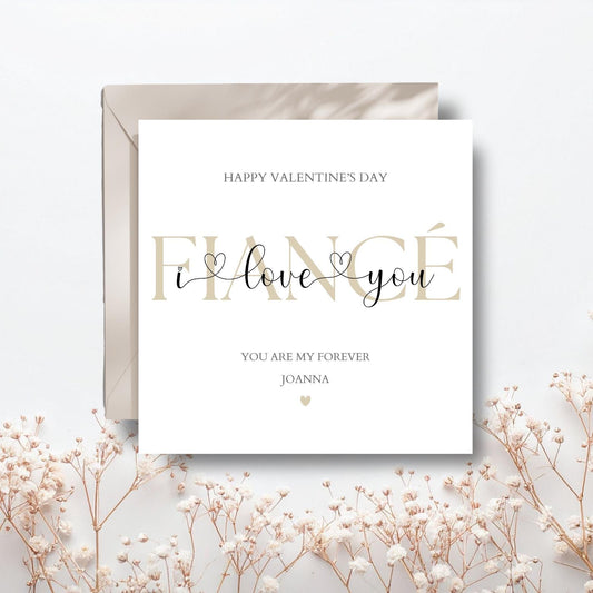 Personalised Fiancé I Love You Card, Valentine's Day Together Card, Married Valentine Card for Wife, Girlfriend, Fiancé Card, Pink Or Beige