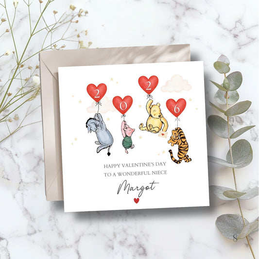Personalised Valentine's Day Winnie The Pooh Card |1st Valentine's Winnie Card for Daughter, Son, Granddaughter ,Niece