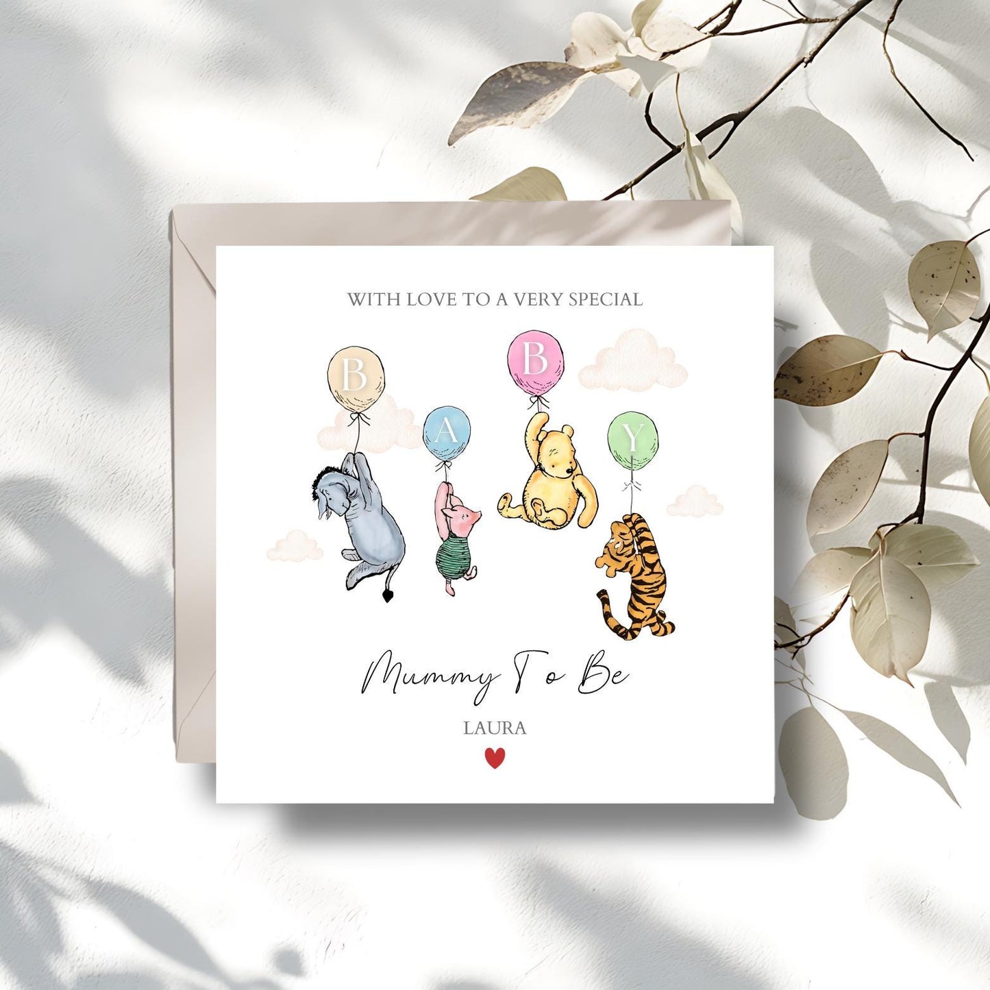 Personalised Baby Shower Winnie The Pooh Card | Mummy To Be Neutral Baby Shower Card, Pregnancy Card, Baby Shower Gift Baby Boy or Baby Girl