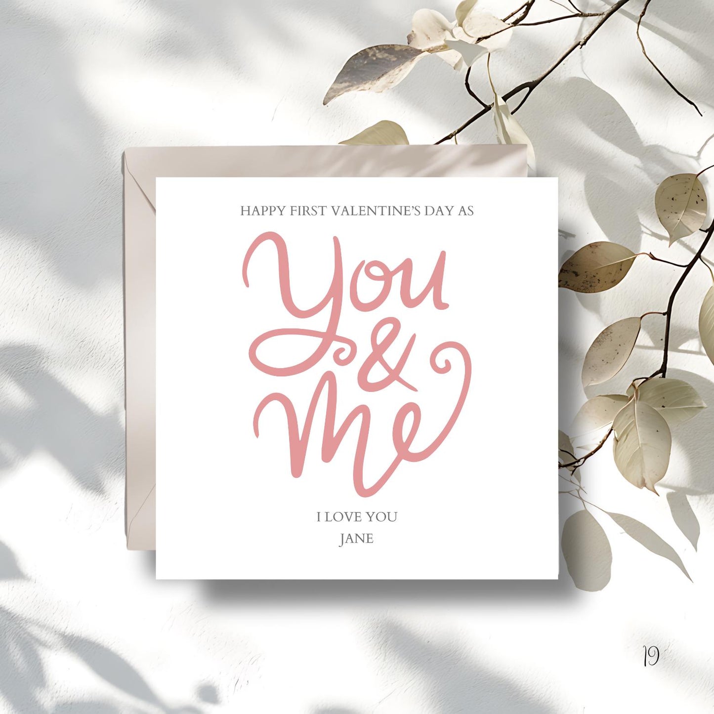 Personalised First Valentines Day You and Me, 1st Valentine's Together, Married Valentine Card for Husband, Girlfriend, Calligraphy Card