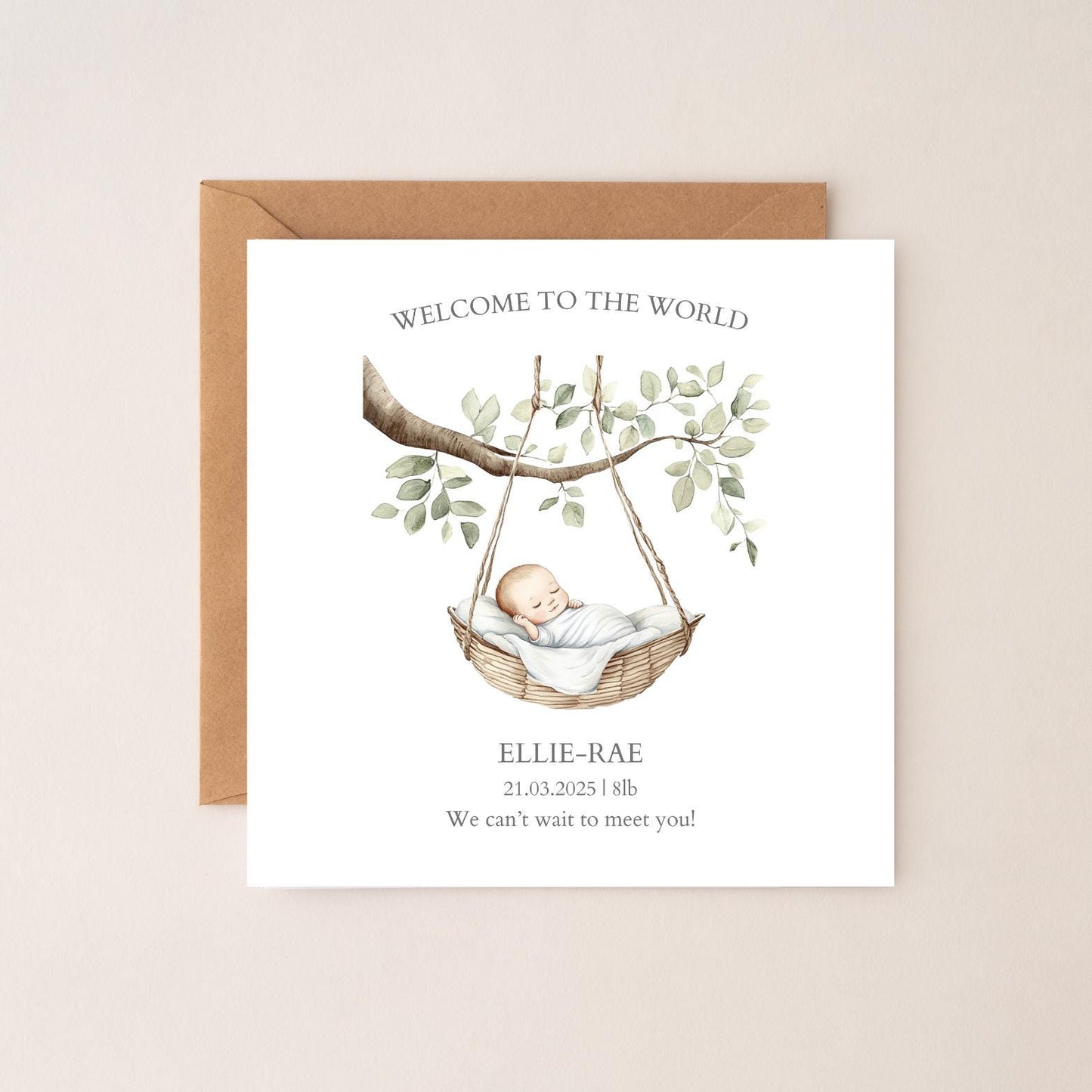 Personalided New Baby Card: Welcome to the World, Neutral Greeting Card