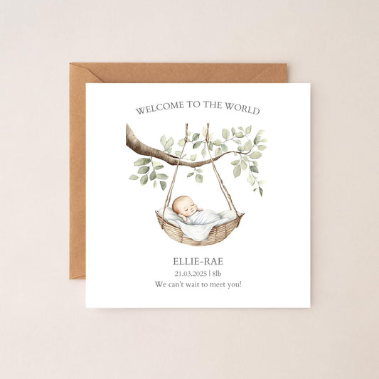 Personalided New Baby Card: Welcome to the World, Neutral Greeting Card