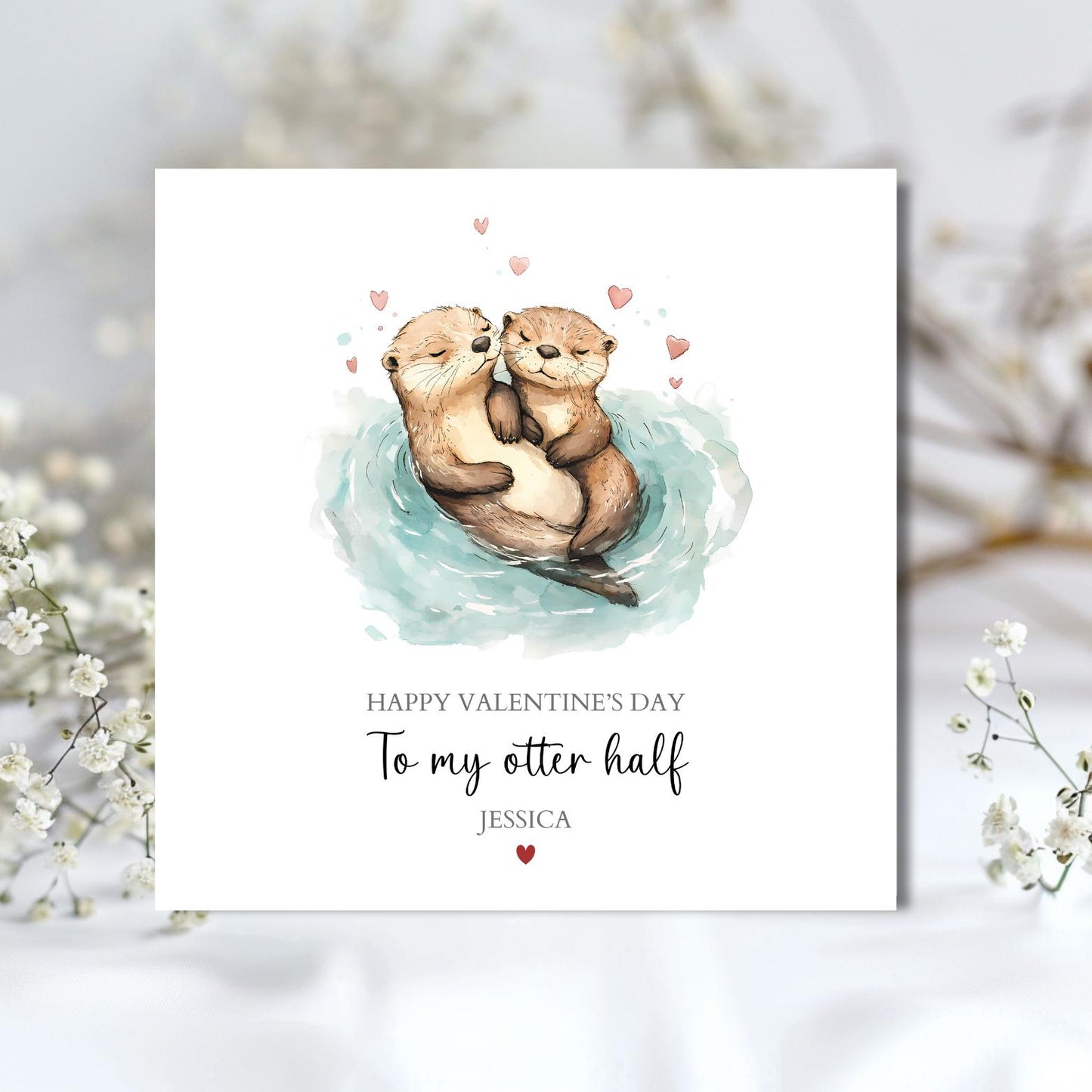 Personalised To My Otter Half Valentine's Day, Personalised Otter Couple Valentine Card for Wife, Girlfriend,Husband, Boyfriend,Any Relation