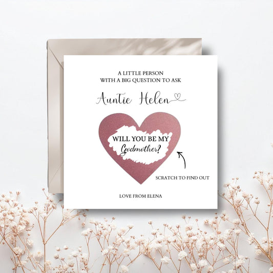 Godmother Proposal Scratch Card, Godfather Scratch Card, Godparents Proposal Card, Personalised Will You Be My Godmother, Any Relation