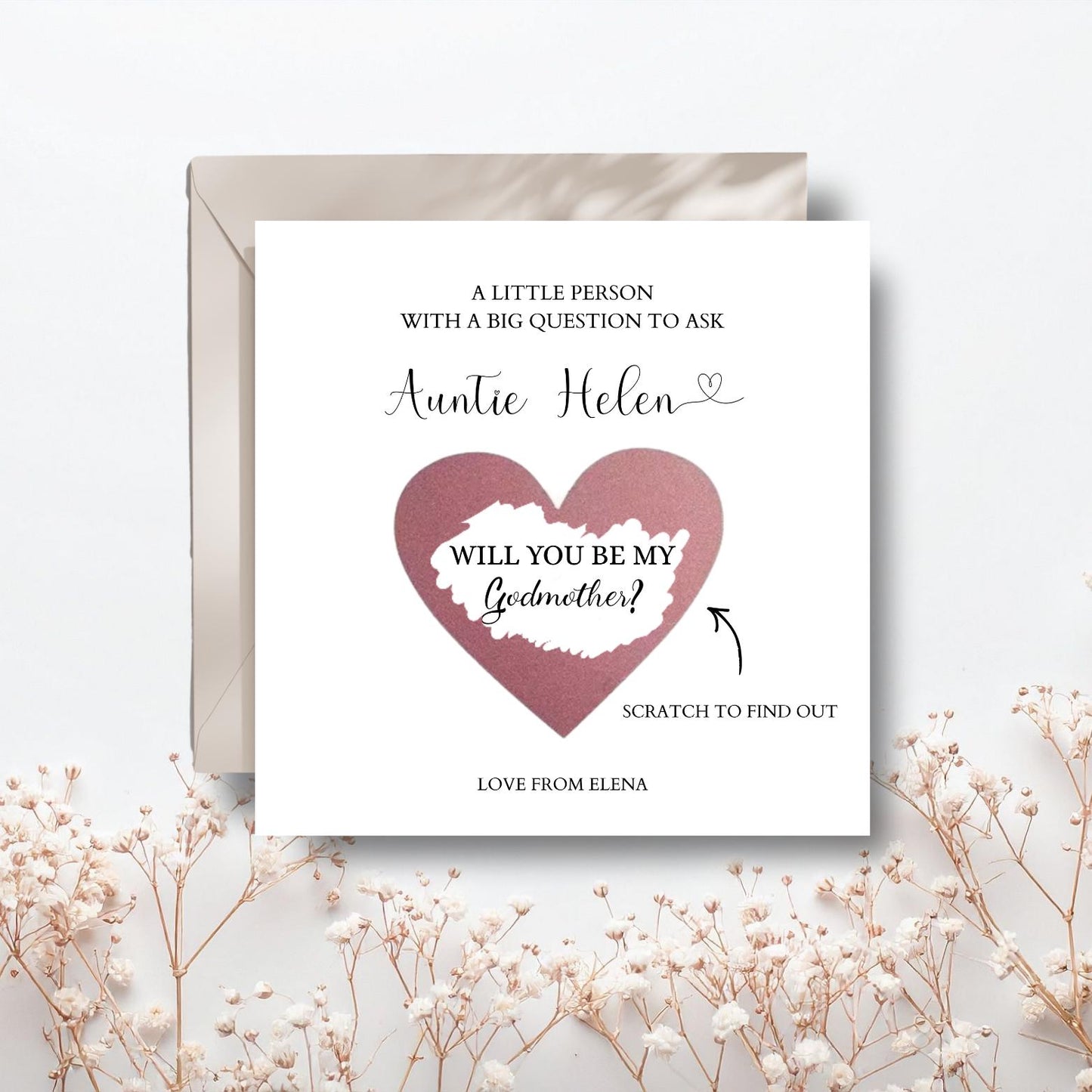 Godmother Proposal Scratch Card, Godfather Scratch Card, Godparents Proposal Card, Personalised Will You Be My Godmother, Any Relation