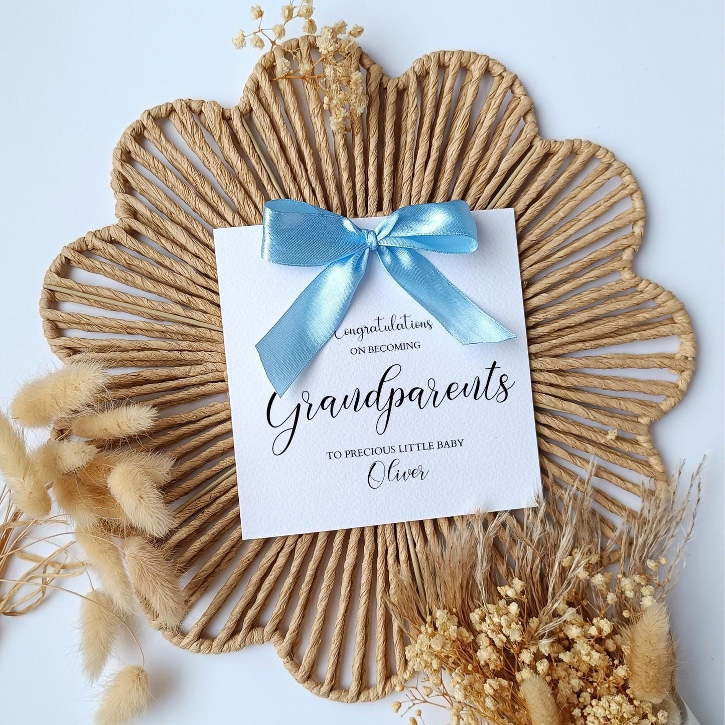 Personalised New Grandparents Card, New Grandparent Card, Congratulations on becoming grandparents, Grandma, Grandpa Card, Handmade Ribbon