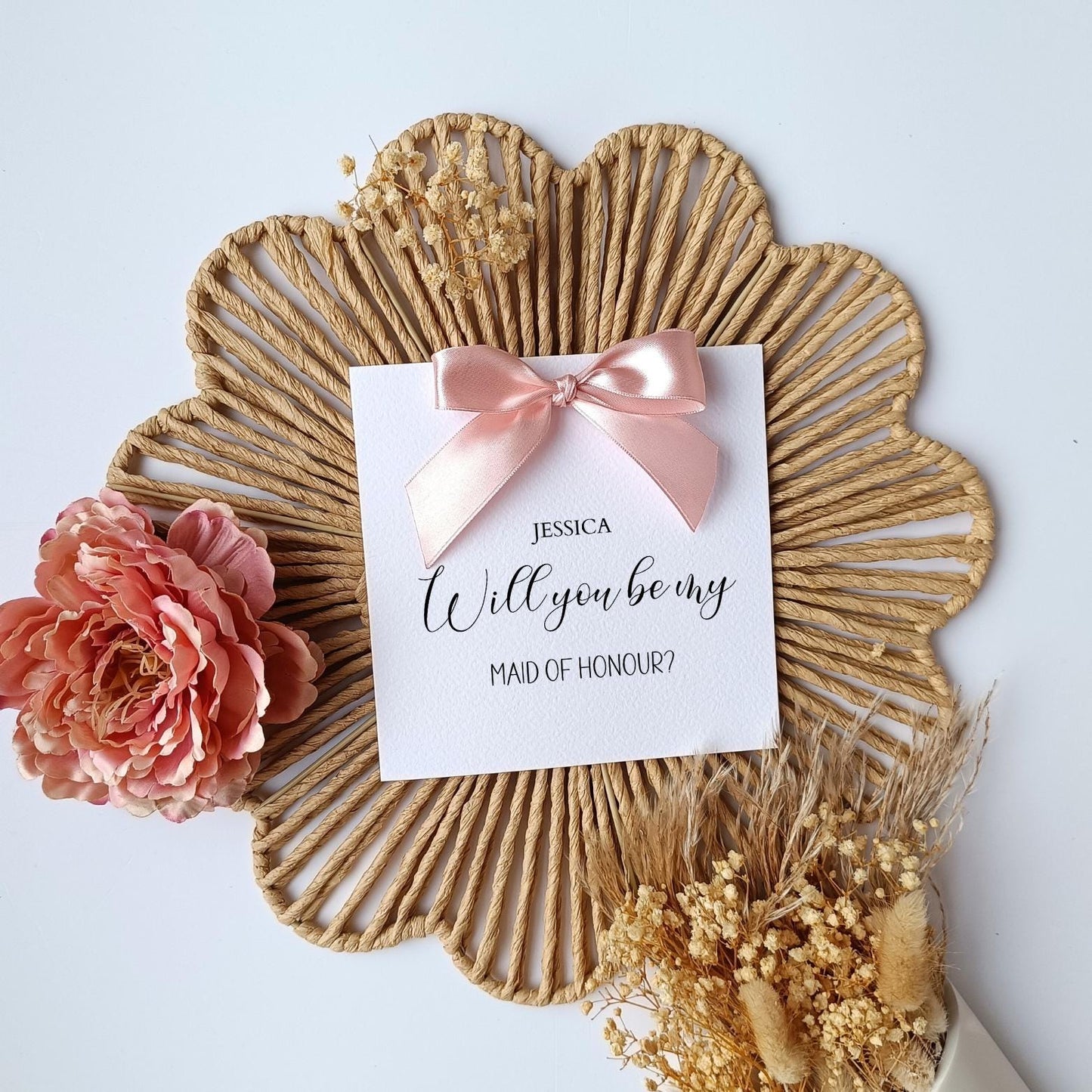 Will You Be My Maid of Honour, Proposal Card, Personalised Wedding Proposal Cards, Card For Maid of Honour, Wedding Cards, Handmade Ribbon