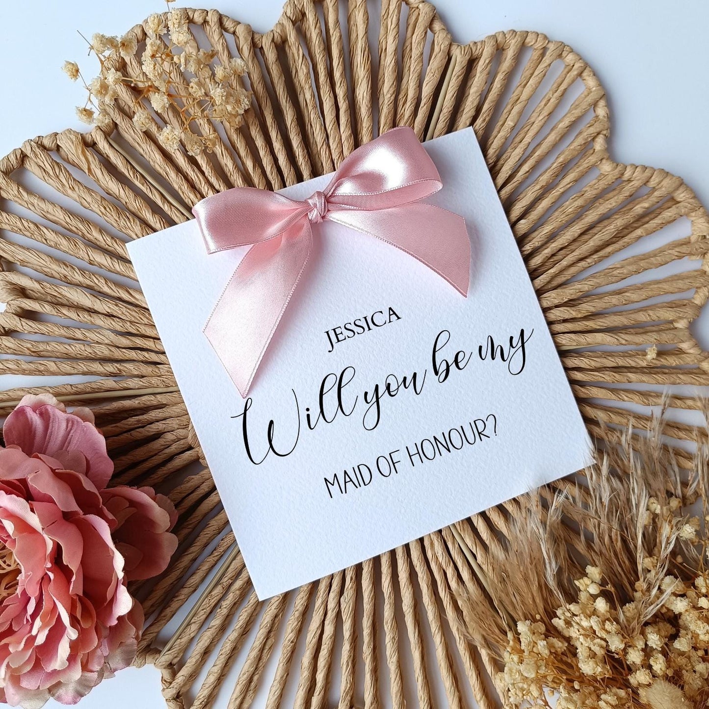 Will You Be My Maid of Honour, Proposal Card, Personalised Wedding Proposal Cards, Card For Maid of Honour, Wedding Cards, Handmade Ribbon