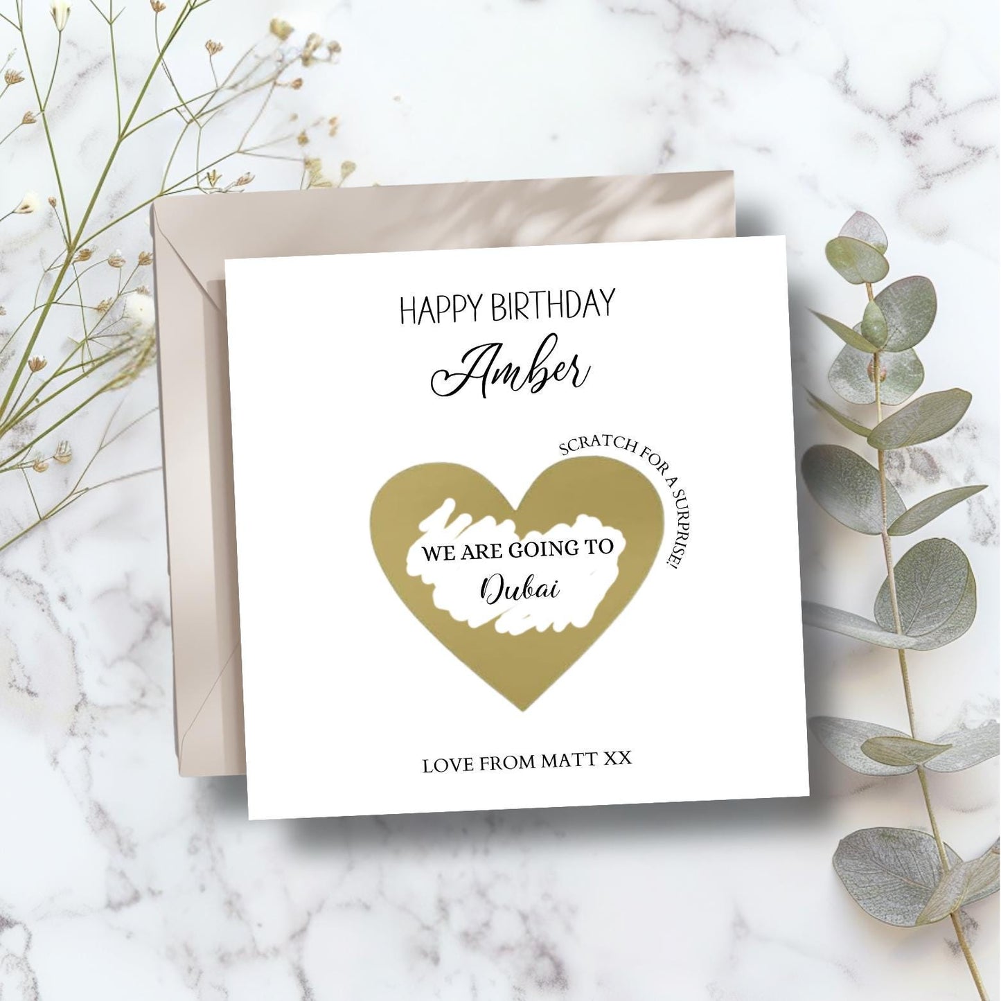 Birthday Surprise Scratch Card, Holiday Reveal Card, Rose Gold Birthday Gift Card for Her or Him, Scratch Off Reveal