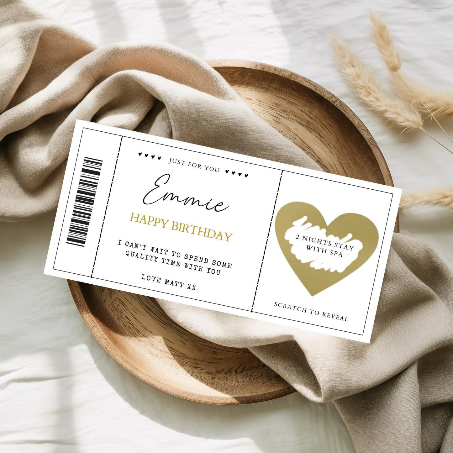 Personalised Birthday Scratch Card, Surprise Gift Voucher, Birthday Reveal Coupon, Destination Reveal, Spa Day Voucher, Gift Reveal Voucher