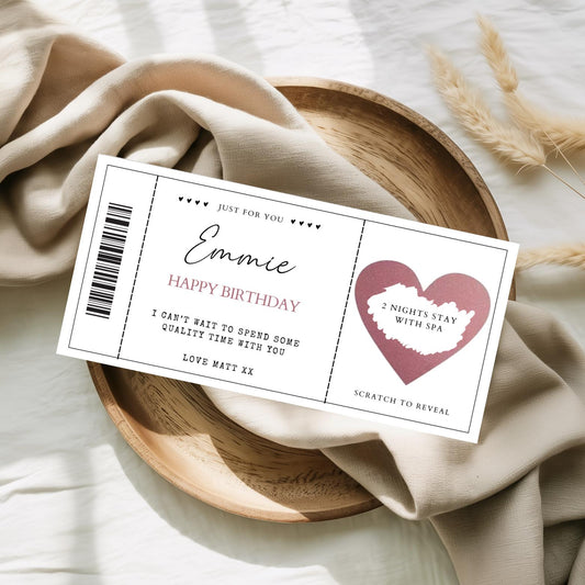 Personalised Birthday Scratch Card, Surprise Gift Voucher, Birthday Reveal Coupon, Destination Reveal, Spa Day Voucher, Gift Reveal Voucher