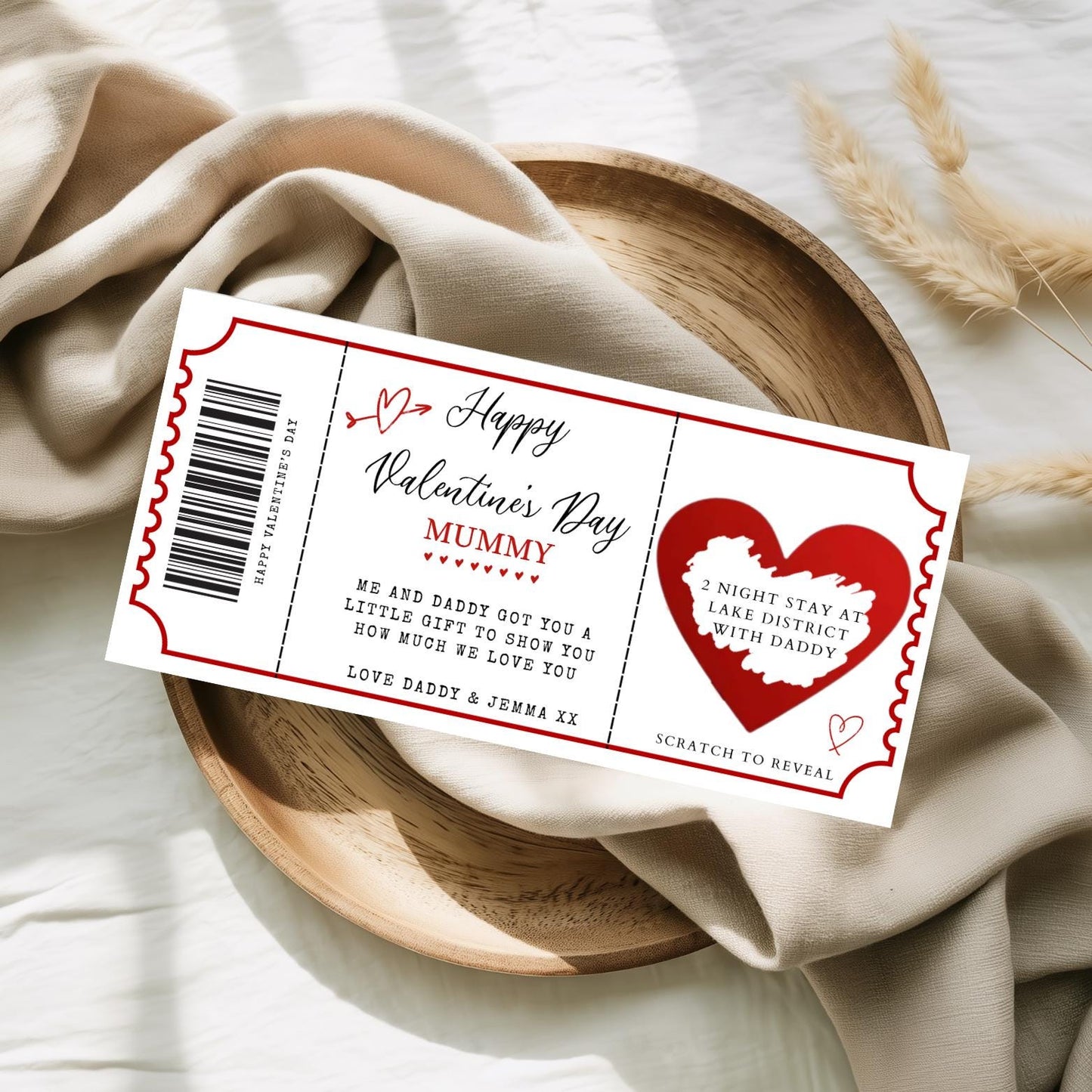 Valentine's Day Mummy Scratch Card, Surprise Gift Voucher, Personalised Love Coupon, Mummy Gift, Mum Gift, Gift Reveal Voucher, Any Text