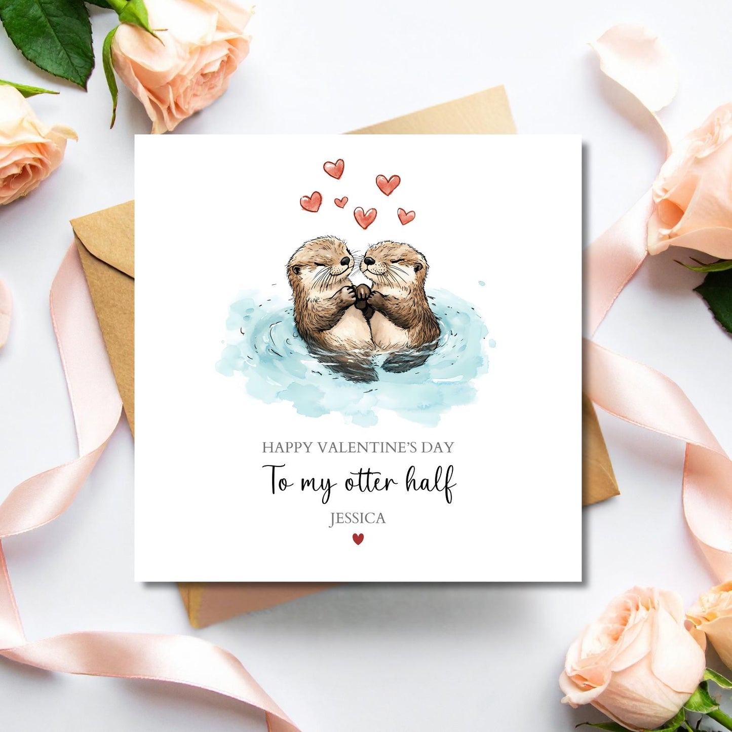 Personalised To My Otter Half Valentine's Day, Personalised Otter Couple Valentine Card for Wife, Girlfriend,Husband, Boyfriend,Any Relation