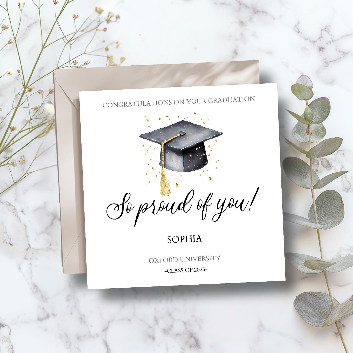 Personalised Graduation Card, Congratulations on Your Graduation Card, So Proud Of You Card, University Graduation Card For Her & Him