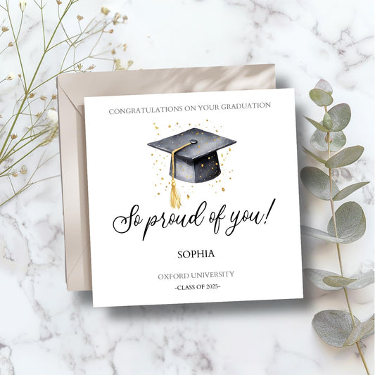 Personalised Graduation Card, Congratulations on Your Graduation Card, So Proud Of You Card, University Graduation Card For Her & Him