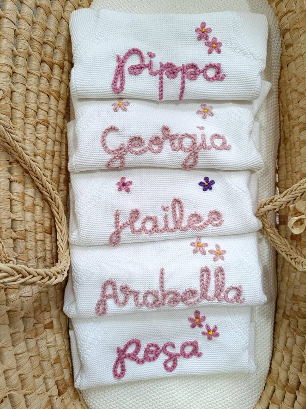 Personalised Embroidered Floral Frill White Cardiga
