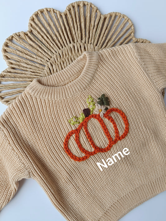 Beige Pumpkin Oversized Jumper - Add Name