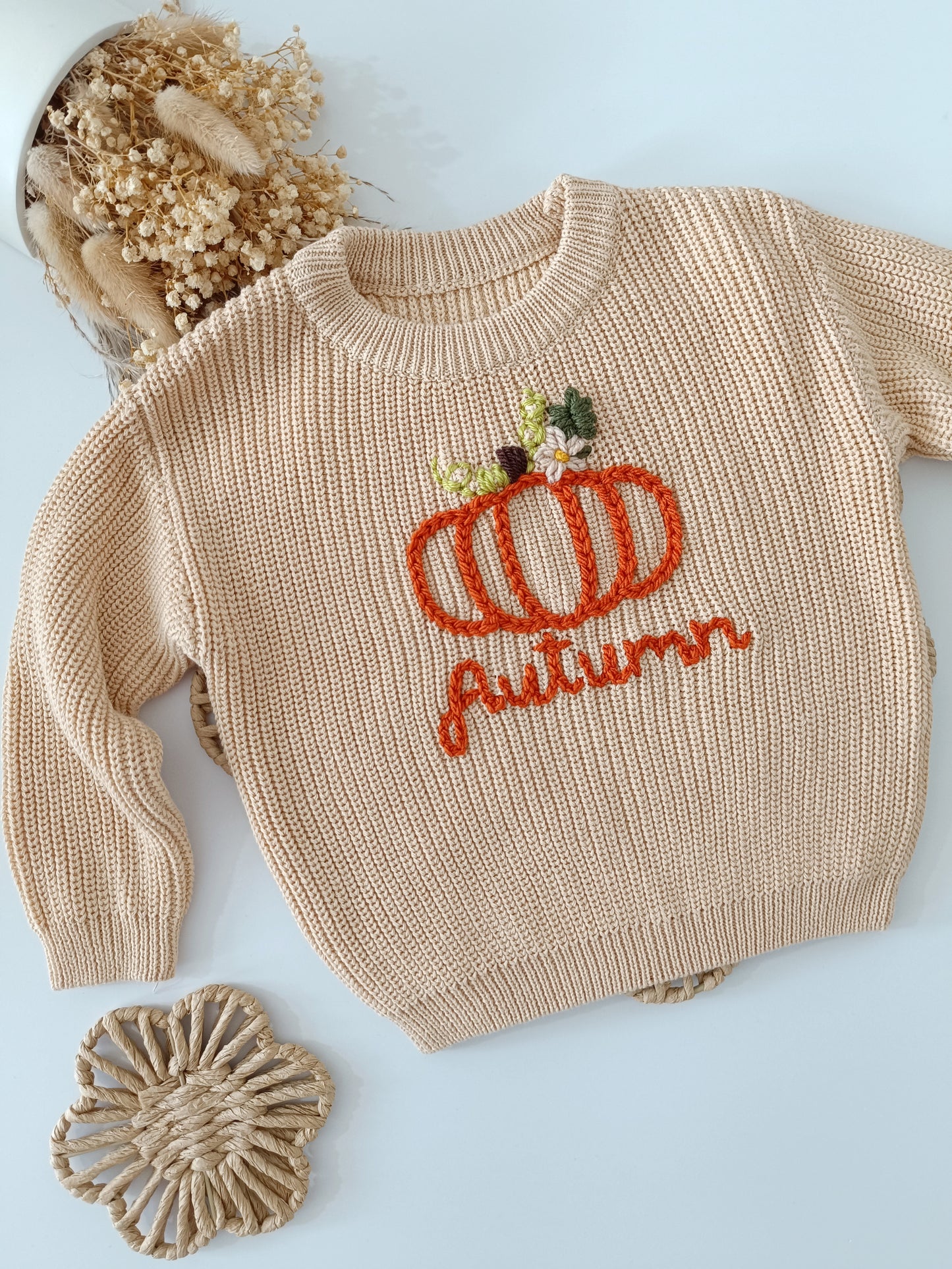 Beige Pumpkin Oversized Jumper - Add Name
