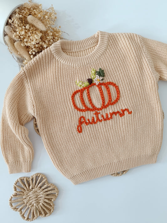 Beige Pumpkin Oversized Jumper - Add Name