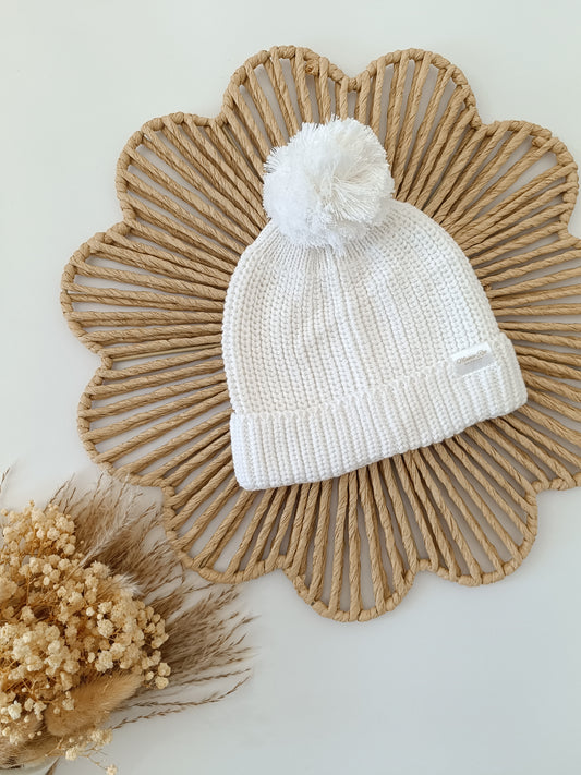 Bobble Hat | Pompom Knitted Hat | White
