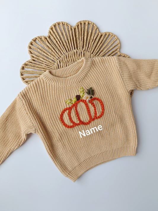 Beige Pumpkin Oversized Jumper - Add Name