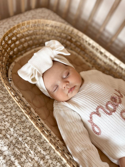 Knit Bow Headband | Topknot | White