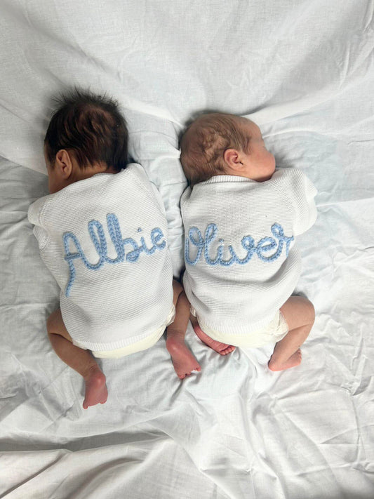Personalised Embroidered White Cardigan