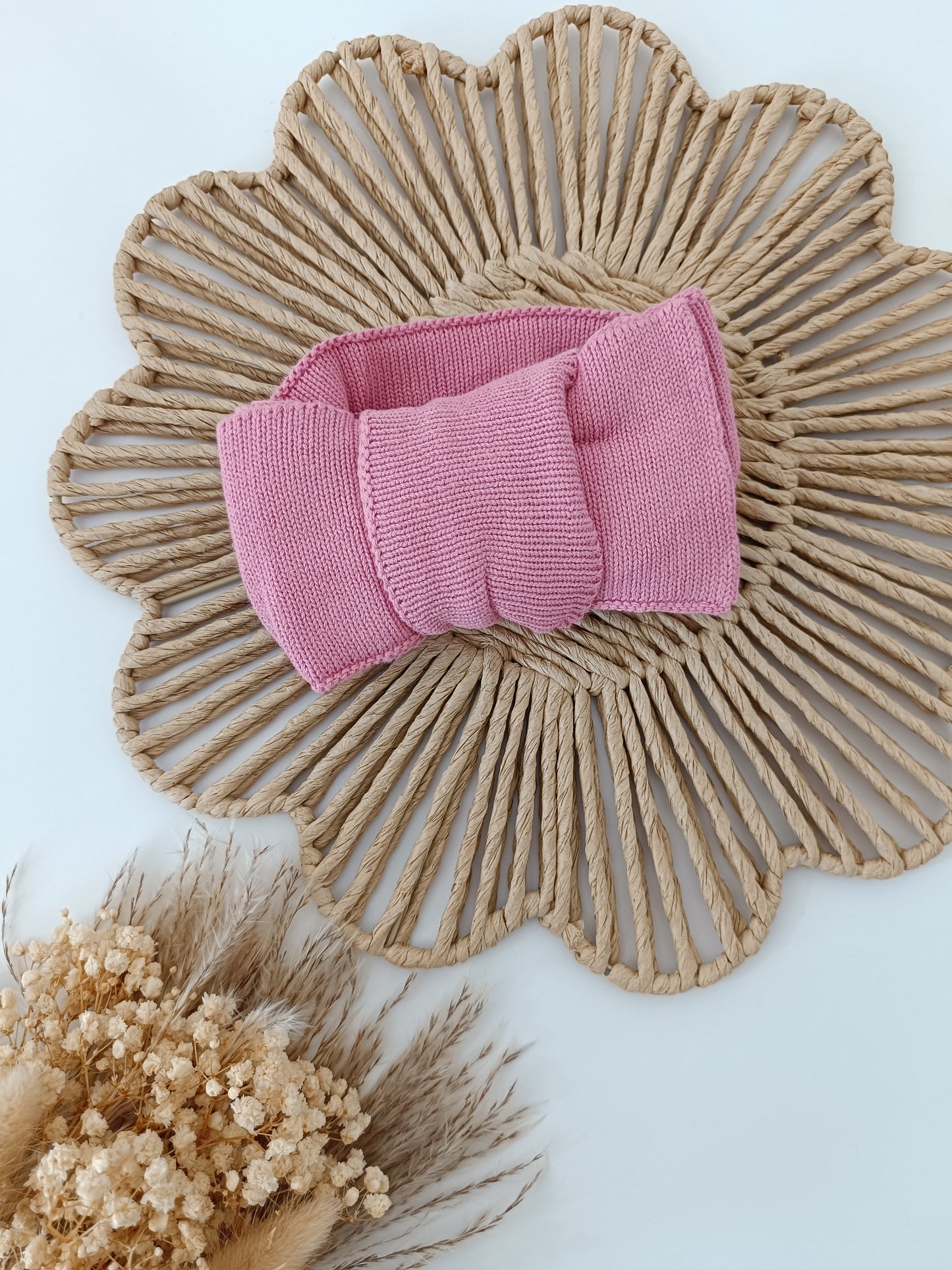 Knit Bow Headband | Topknot | Dusky Pink