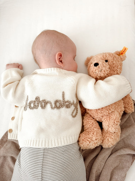 Personalised Embroidered Cream Cardigan