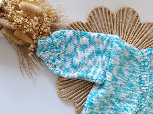 3-6m Hand Knitted Cardigan Blue 3-6m